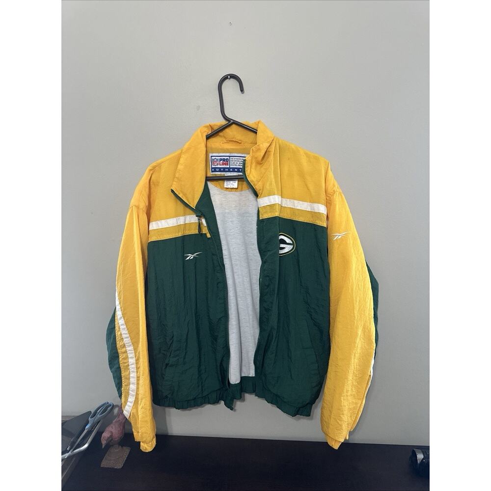 Green Bay Packers Retro Pro Line Jacket Windbreaker Men's Size L Large Reebok